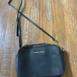 Michael Kors Black Crossbody Bag with Gold Hardware